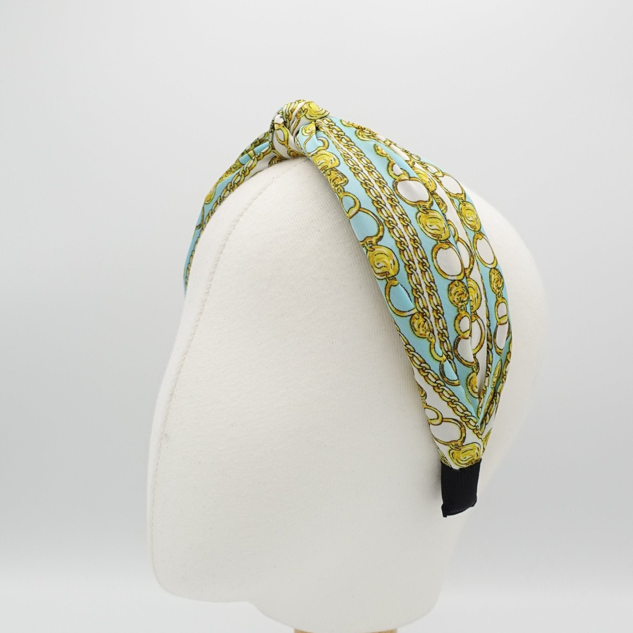 veryshine.com hairband/headband satin golden chain print knot headband stylish womens knotted hairband