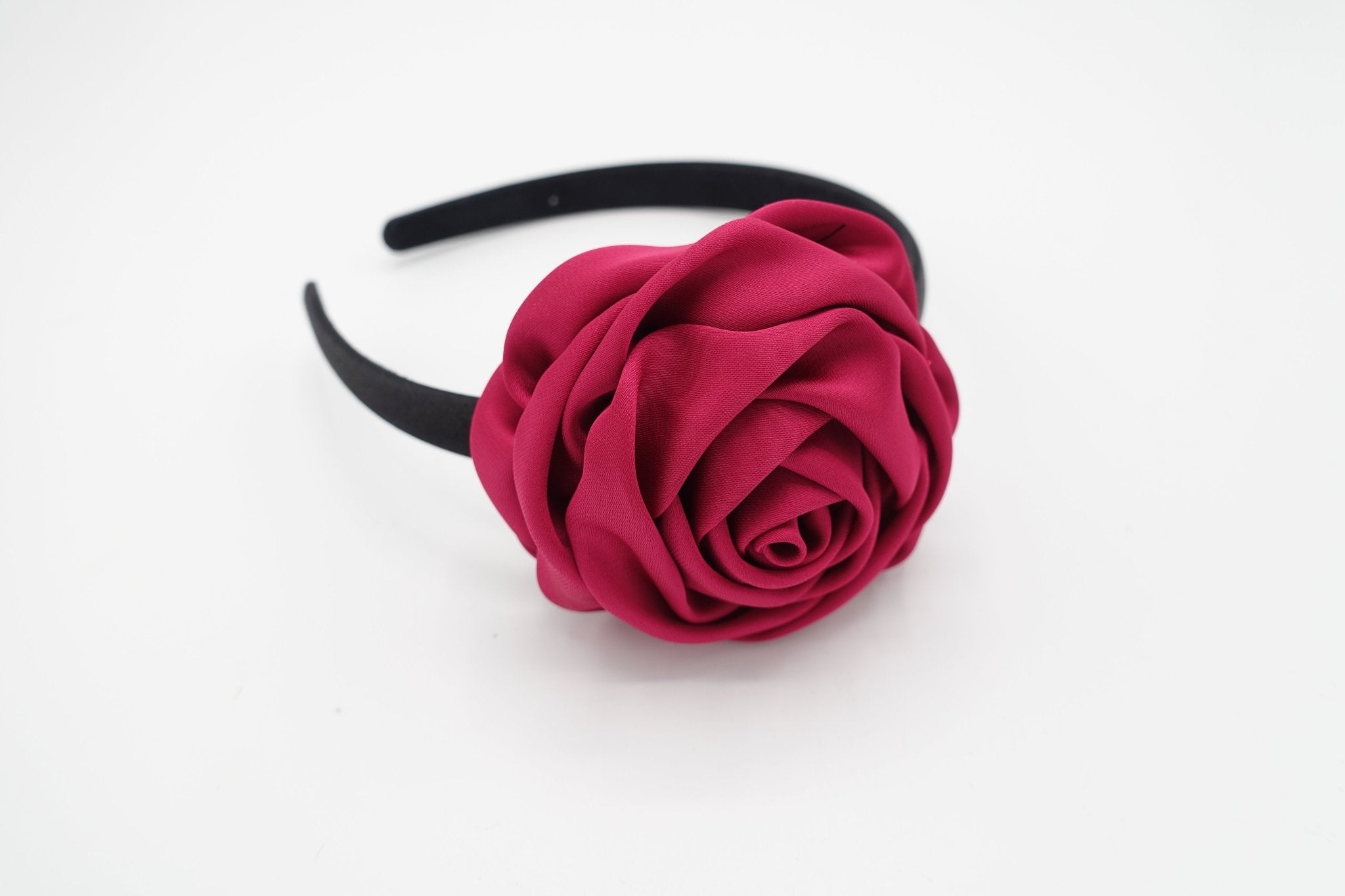 veryshine.com hairband/headband satin rose decorated black satin headband flower hairband simple women hair accessory