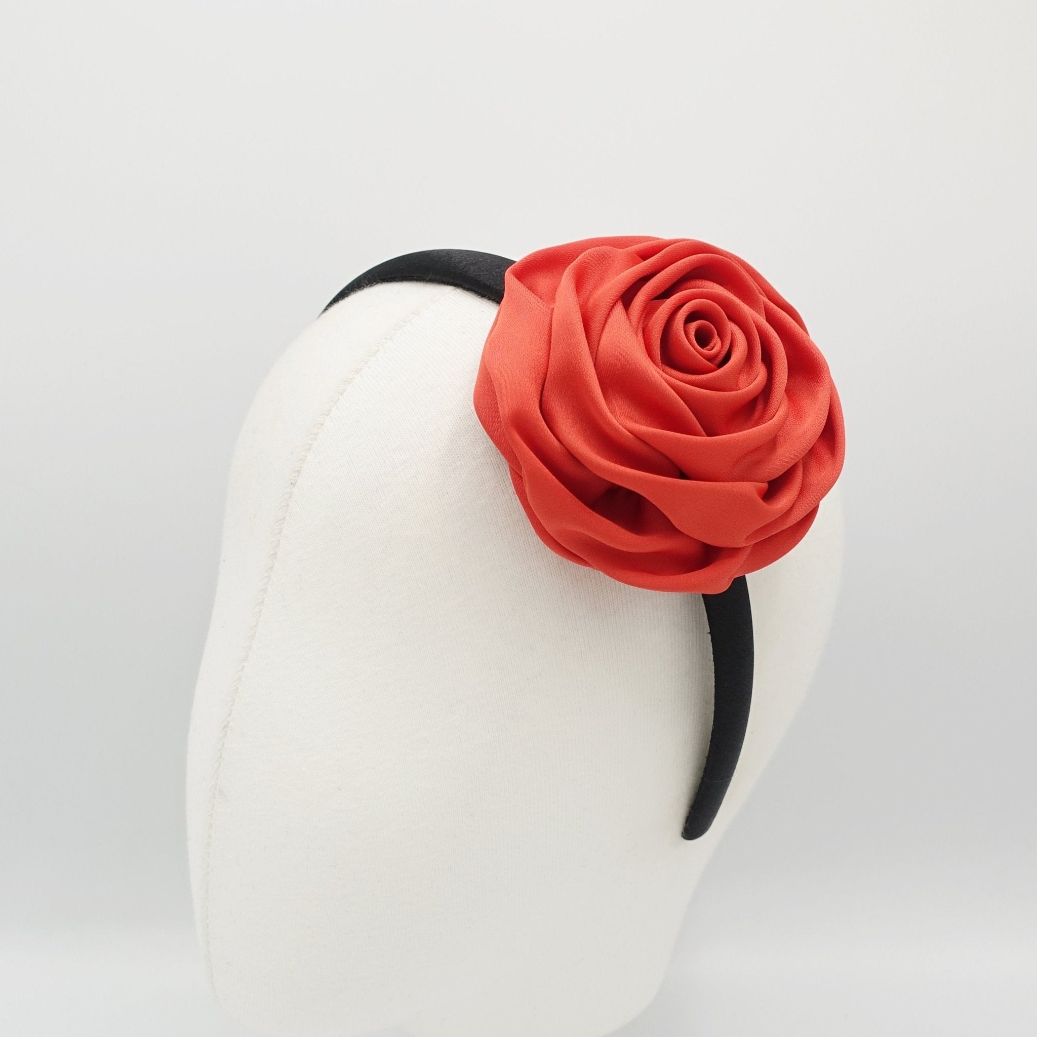 veryshine.com hairband/headband satin rose decorated black satin headband flower hairband simple women hair accessory