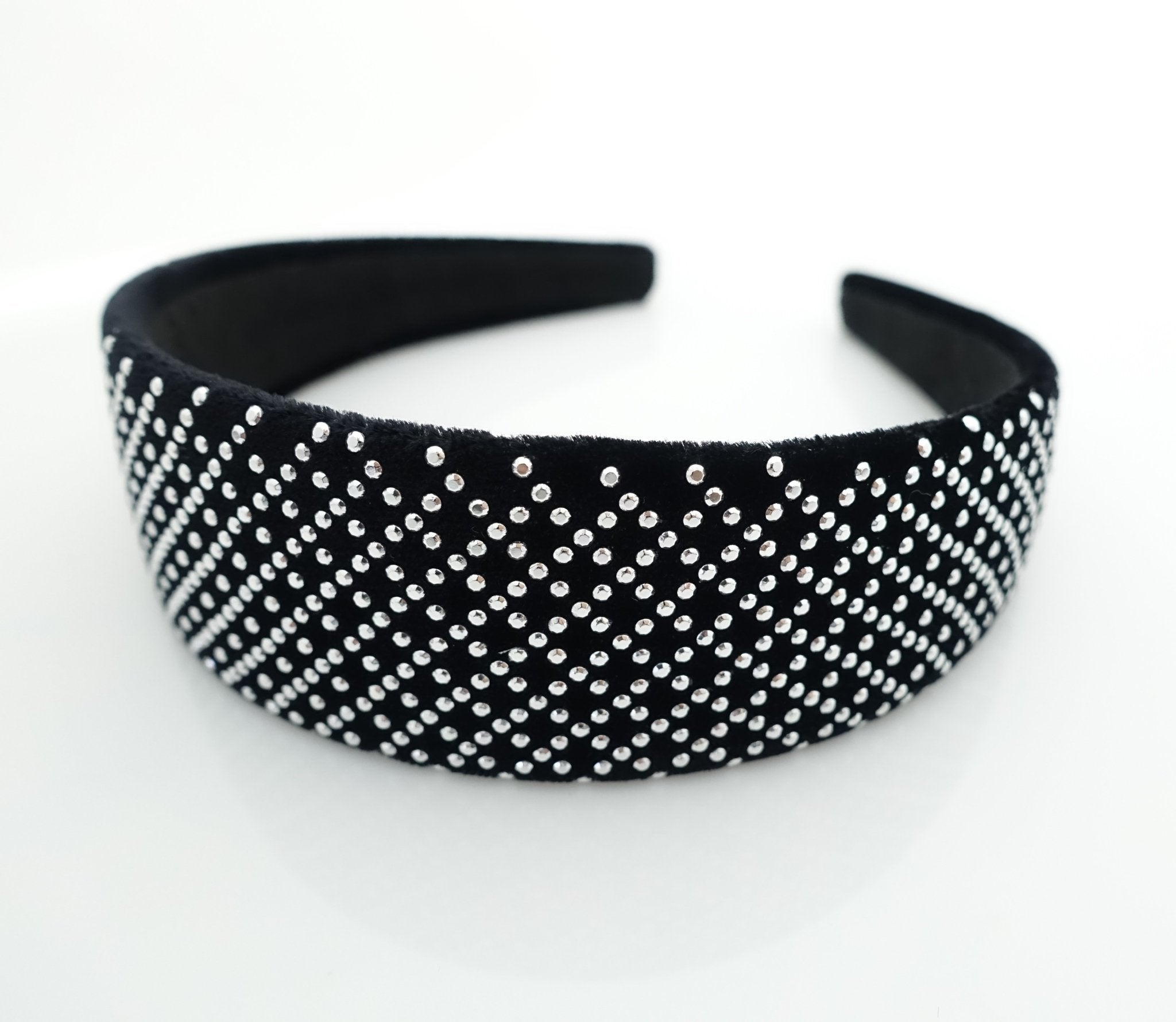 veryshine.com hairband/headband Silver black velvet diamond grid headband dazzling fashion women fashion hairband