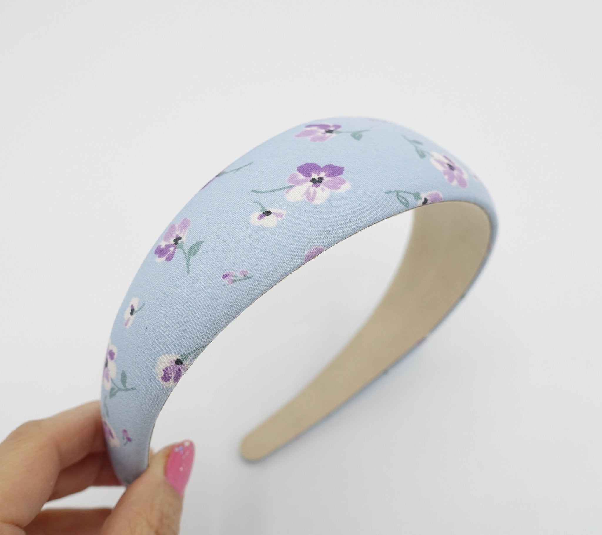 veryshine.com hairband/headband Sky blue tiny floral padded headband flower print hairband hair accessory for women