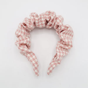 volume wave headband houndstooth check stylish hairband women hair accessories
