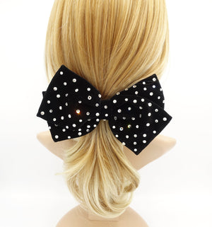 veryshine.com hairband/headband Wide bow barrette crystal embellished silk velvet hair bow padded headband