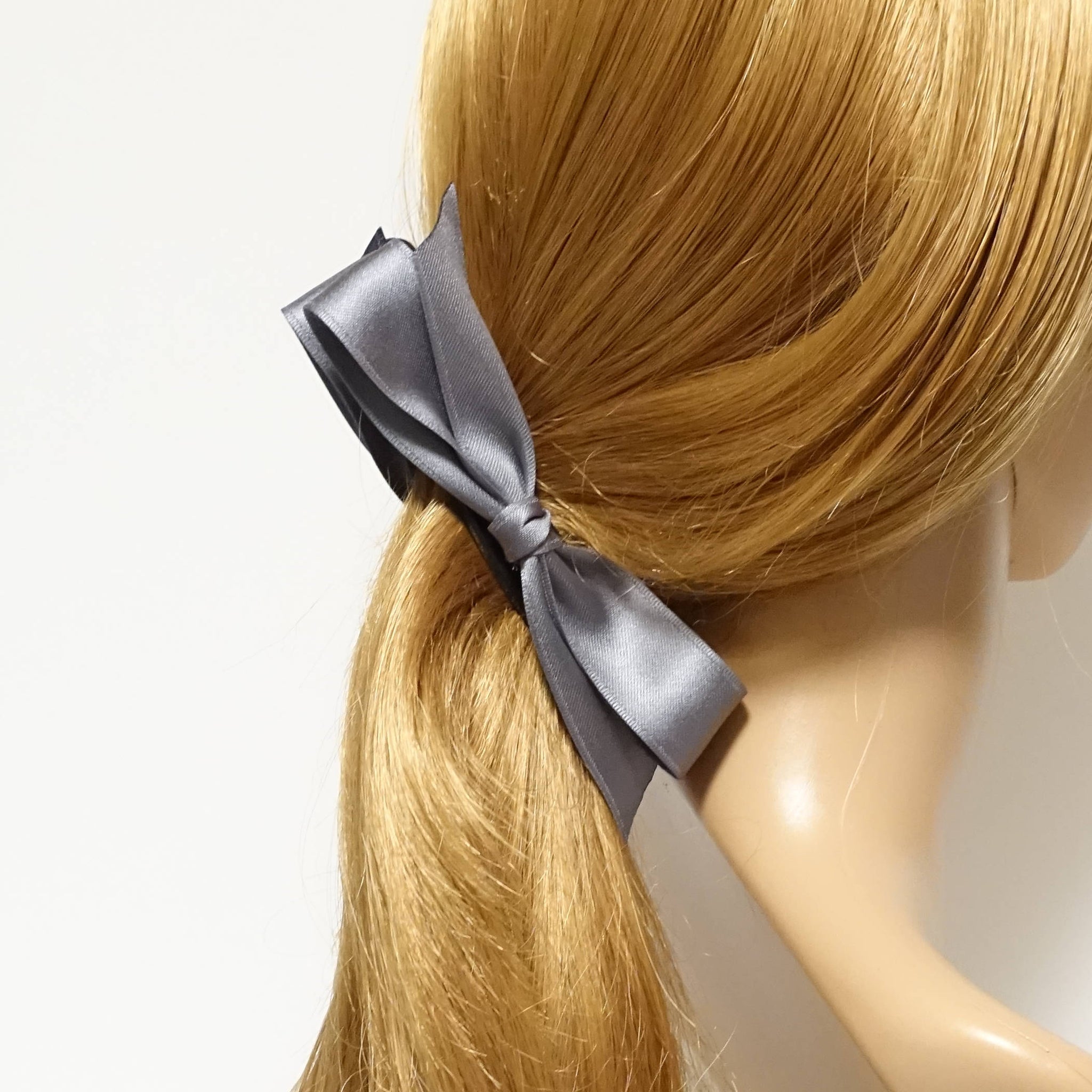 veryshine.com Handmade Glossy Satin Thin Bow  Banana Hair Clip Simple Bow Hair Accessory for Women