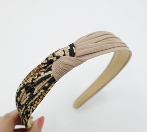 veryshine.com Headband Beige animal print headband two tone knotted hairband leopard python hair accessory for women