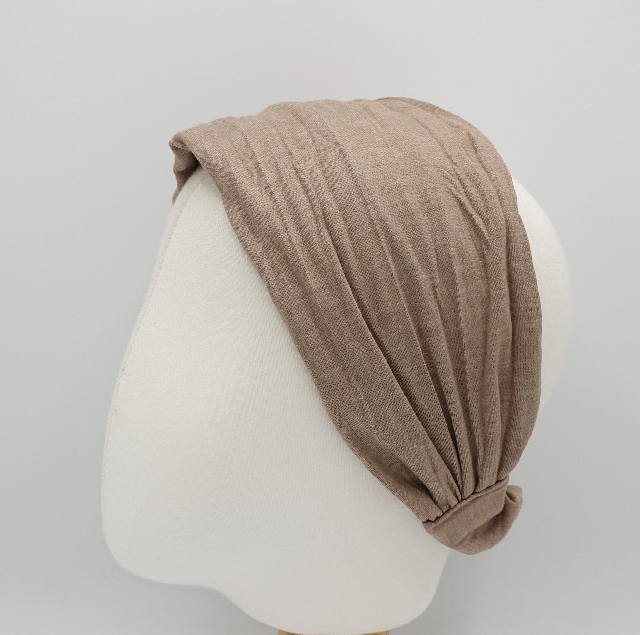 veryshine.com Headband Beige crinkled cotton headwrap elastic hair turban style  headband women hair accessory