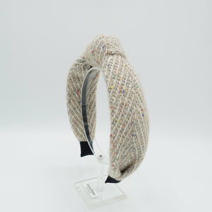 veryshine.com Headband Beige modal knit top headband herringbone pattern hairband Winter hairband for women