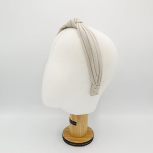 veryshine.com Headband Beige narrow top knot headband wide corrugated pattern hairband Fall Winter women hair accessory