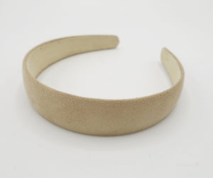 veryshine.com Headband Beige solid suede fabric hairband medium width natural fashion headband
