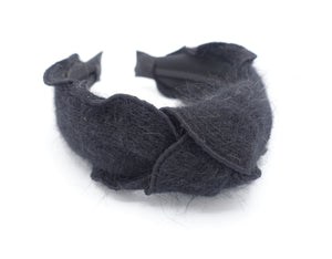 veryshine.com Headband Black angora top knot headband winter hair accessory for women