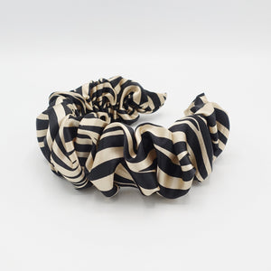 veryshine.com Headband Black beige zebra satin headband volume wave hairband stylish hair accessory