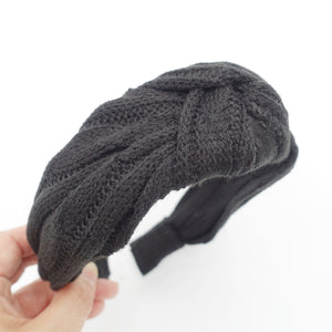 veryshine.com Headband Black cable knit pattern headband top knot hairband hair accessories