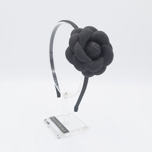 veryshine.com Headband Black camellia headband woolen flower thin hairband for women