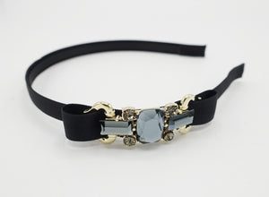 veryshine.com Headband Black chain buckle headband glass rhinestone embellished thin headband women hair accessory