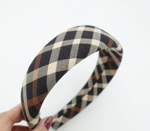 veryshine.com Headband Black diagonal plaid check headband padded hairband basic hair accessory for women