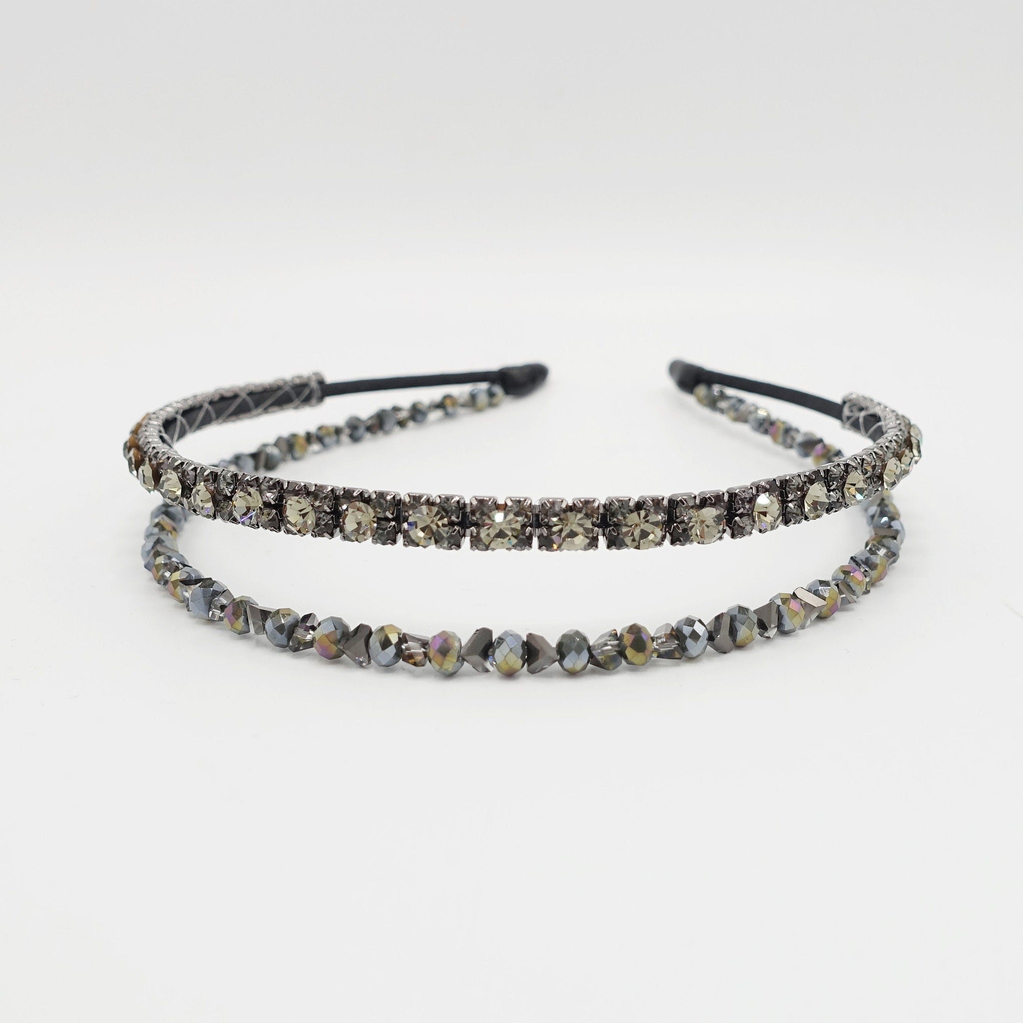 veryshine.com Headband Black diamond jeweled double headband rhinestone crystal embellished hairband women hair accessory