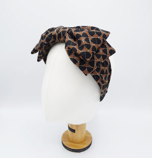 veryshine.com Headband Black double layered bow headband geometric print big bow hairband hair accessory for women
