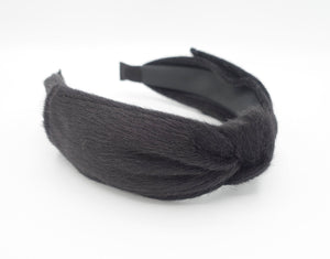 veryshine.com Headband Black fabric fur bow tie headband women hairband