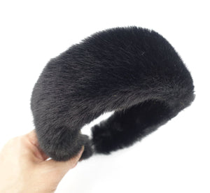 veryshine.com Headband Black fabric fur headband faux fur hairband women Fall Winter hair accessories