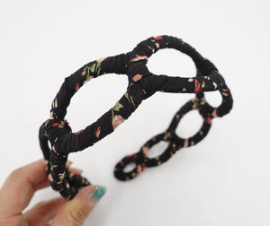 veryshine.com Headband Black floral fabric wrap elliptical headband casual hair accessory for women