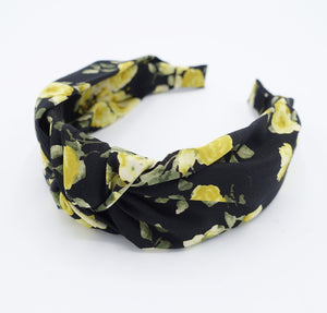 veryshine.com Headband Black flower vine print knotted headband thin fabric hairband women hair accessory