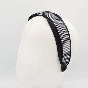 veryshine.com Headband black gingham check headband flat knot hairband women hair accessory
