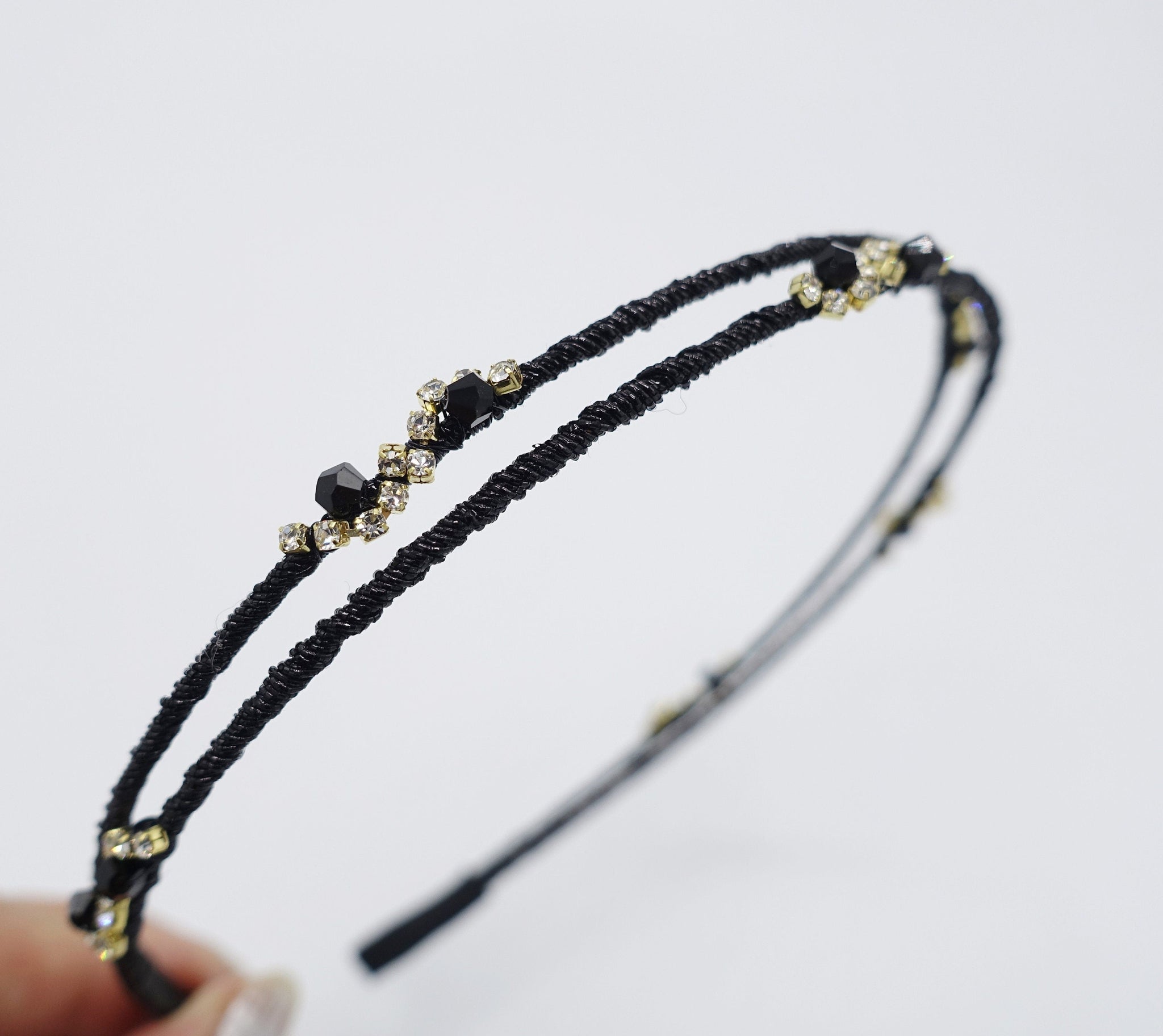 veryshine.com Headband Black glitter double thin headband
