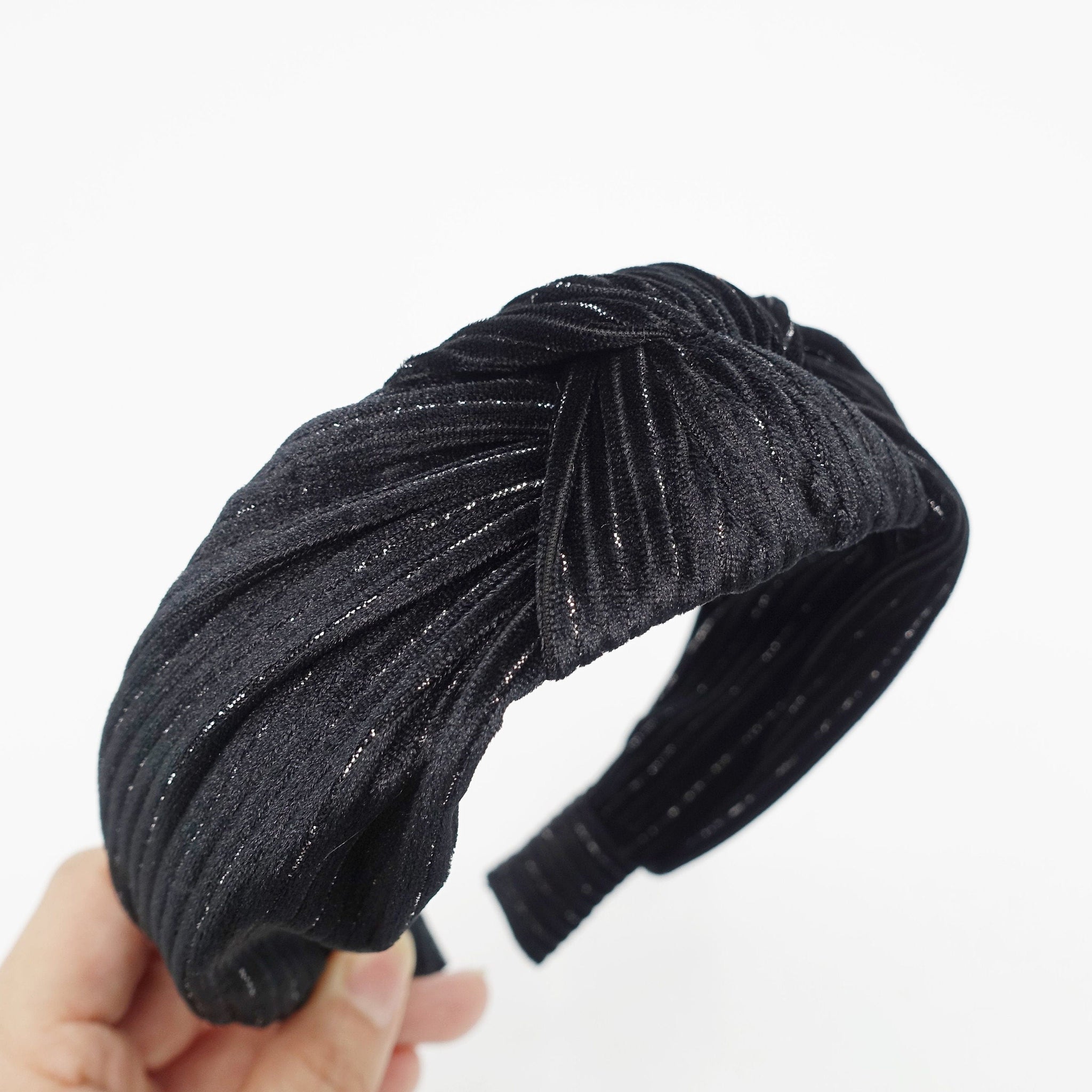 veryshine.com Headband Black glittering stripe velvet headband women Fall Winter women hairband