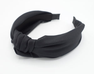 veryshine.com Headband Black glossy satin knot headband solid top knot hairband women hair accessory