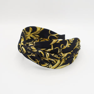 veryshine.com Headband Black golden baroque print cross headband stylish hair accessory for women
