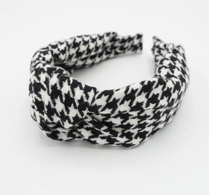 veryshine.com Headband Black knotted headband houndstooth hairband large pattern headband women hair accessory