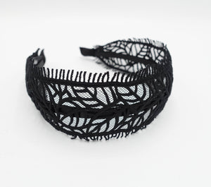 veryshine.com Headband Black leaf pattern headband punched leave hairband women hair accessory