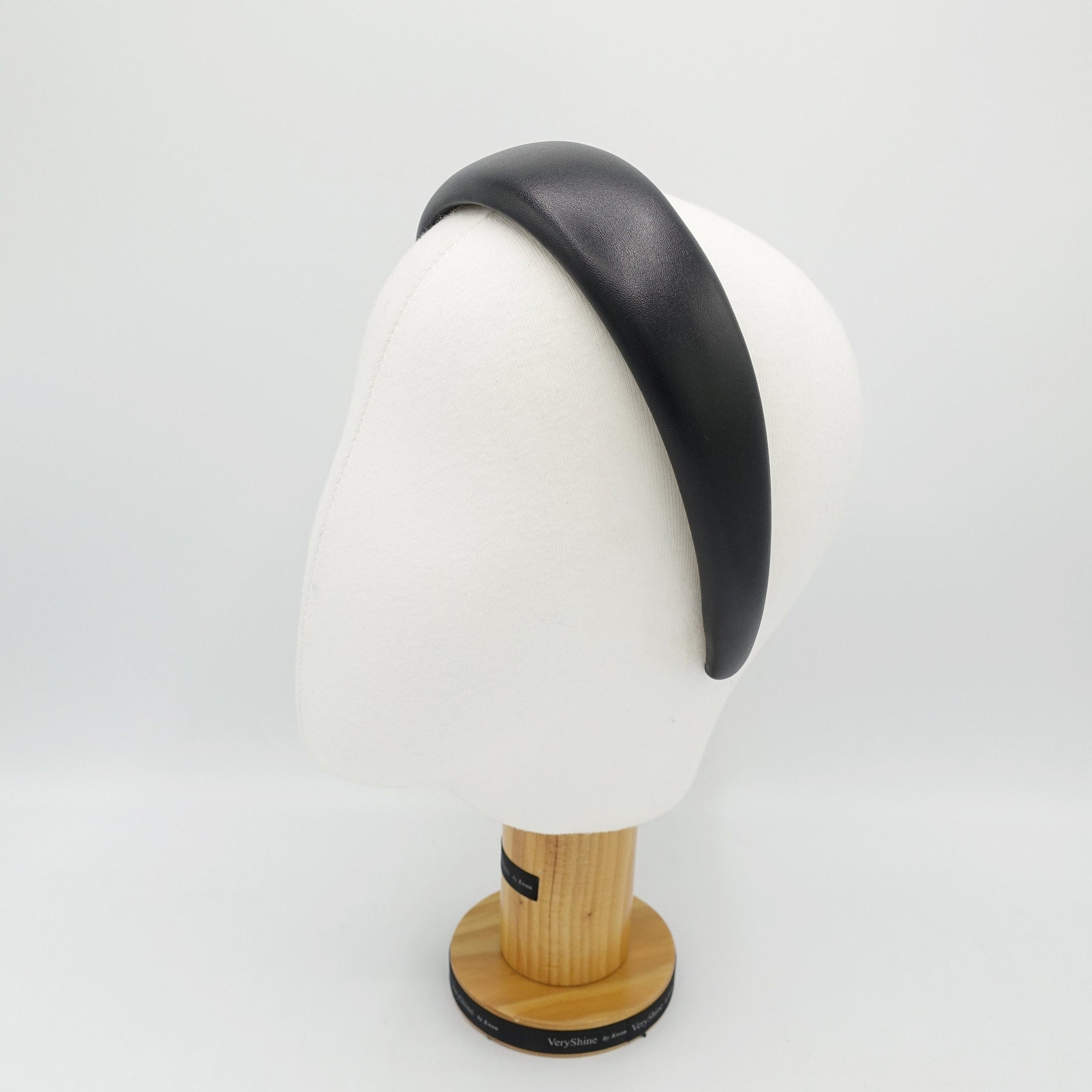 veryshine.com Headband Black leather padded headband stylish hair accessory for women