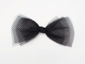 veryshine.com Headband black mesh tulle hair bow voluminous veil bow knot headband fascinator hair accessory for women