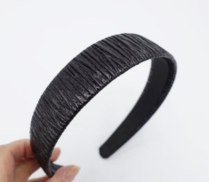 veryshine.com Headband Black metallic pleated headband flat hairband women hair accessory