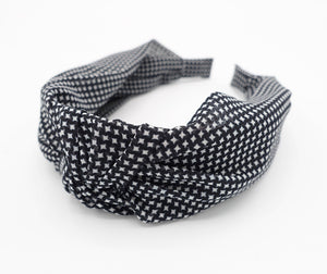 veryshine.com Headband Black micro houndstooth knot headband chiffon hairband for women