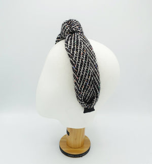 veryshine.com Headband Black modal knit top headband herringbone pattern hairband Winter hairband for women