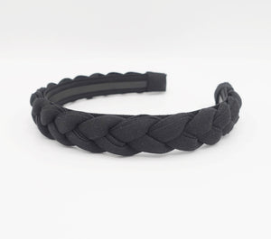 veryshine.com Headband Black narrow braided headband linen braided hairband simple hair accessory for women