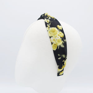 veryshine.com Headband Black narrow headband flower vine print knotted headband floral thin hairband women hair accessory