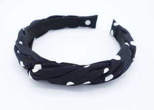 veryshine.com Headband Black polka dot braided headband thin fabric twisted hairband women hair accessory