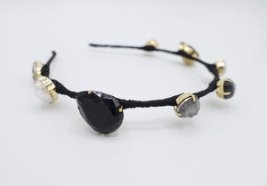 veryshine.com Headband Black rhinestone beaded headband thin hairband jeweled hair accessory for women