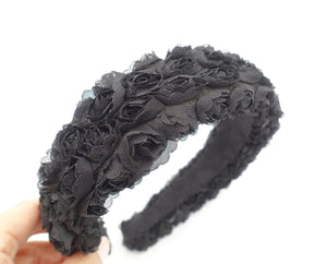 veryshine.com Headband Black rosebud padded headband arch flower pattern hairband cute hair accessory for women