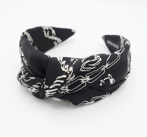 veryshine.com Headband Black satin chain print headband front satin cross twist hairband luxury hair accessory for women