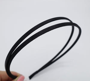 veryshine.com Headband Black satin double headband solid basic hair accessory for women