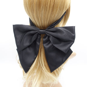 veryshine.com Headband Black satin headband, satin hair bow, bow headband, bridal hair accessory for women