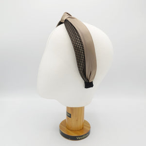 veryshine.com Headband Black satin knot headband mesh 2 tone hairband for women