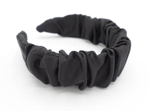 veryshine.com Headband Black satin ruched headband solid color pleats hairband classy hair accessory for woman