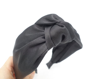veryshine.com Headband Black satin top knot headband single layer headband for women