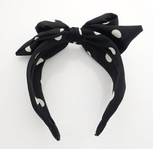 veryshine.com Headband Black silk satin bow knot headband layered  hair bow dot print hairband woman hair accessory