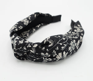 veryshine.com Headband Black silk satin headband floral print hairband women hair accessory